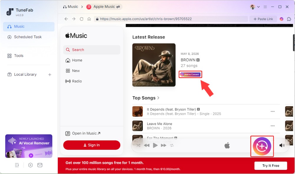 Add Apple Music Songs to Conversion List