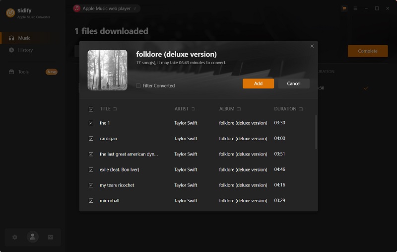 Add Apple Music Album to Download on Sidify