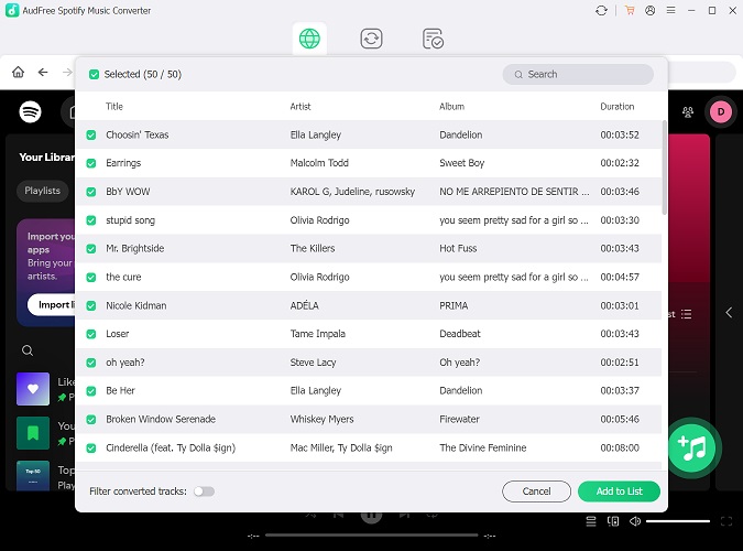 Add Spotify Music to Convert on AudFree