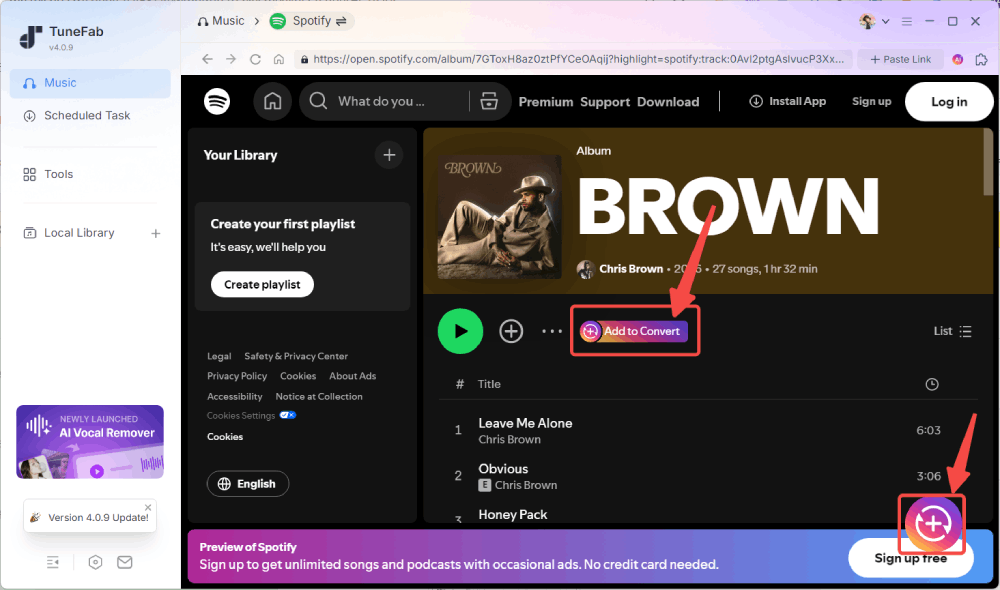 Convert Spotify to MP3 via TuneFab Spotify Music Converter
