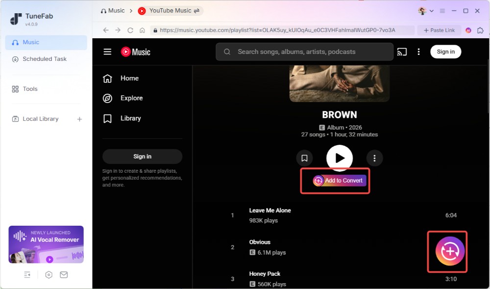 Add YouTube Music to Convert