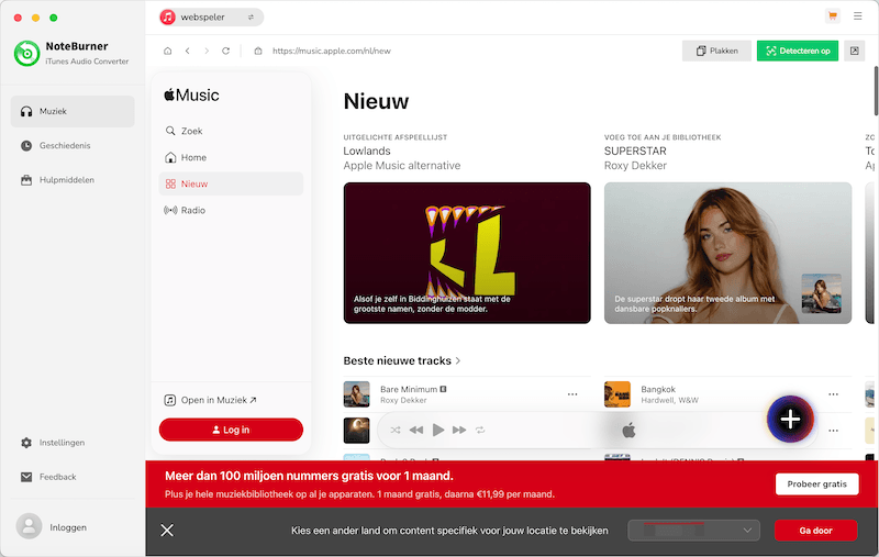 NoteBurner Apple Music Converter interface