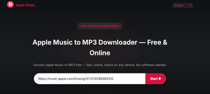 Interfaccia di Apple Music Downloader Online