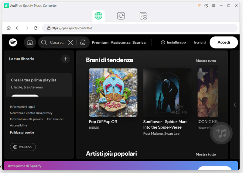 Pagina Principale Software AudFree