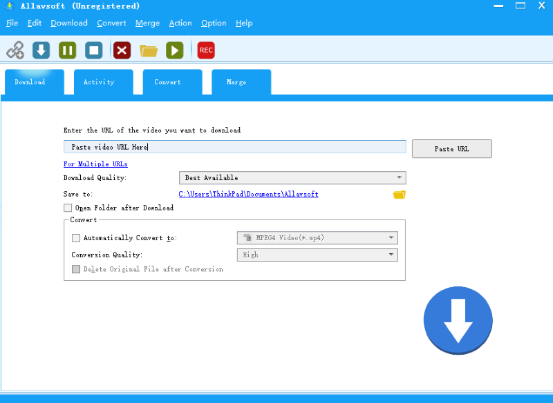 Allavsoft Home Interface