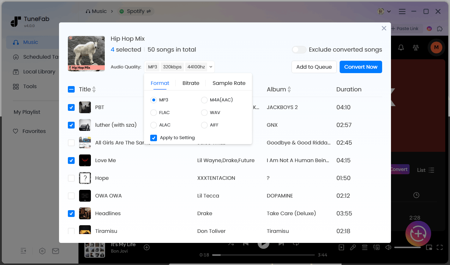 Change Output Format for Spotify Songs