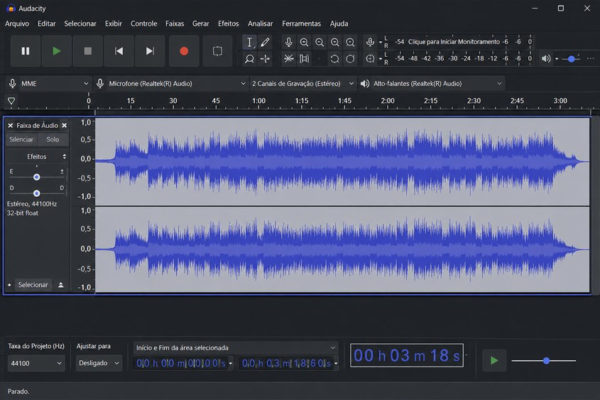 Grave conteúdo do Spotify com o Audacity.