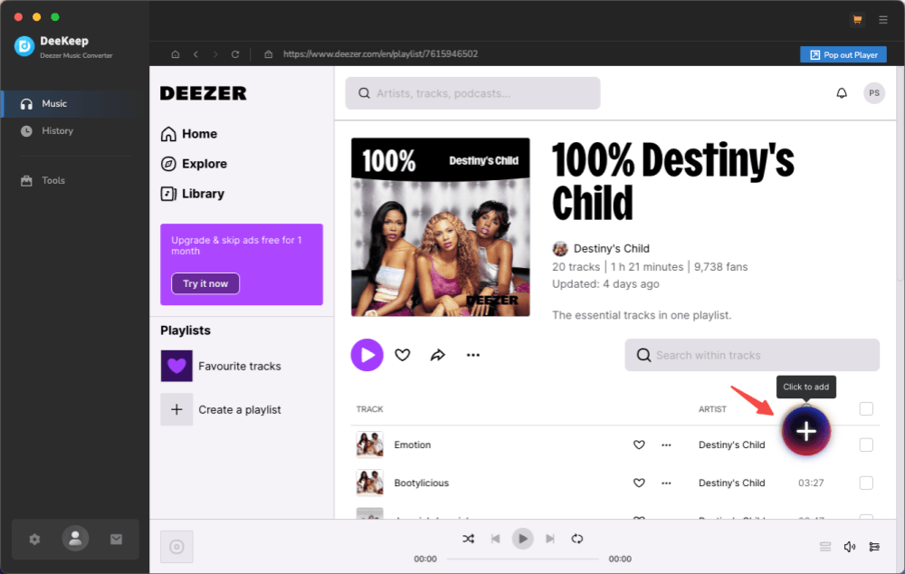 DeeKeep Add Deezer Playlist to Convert