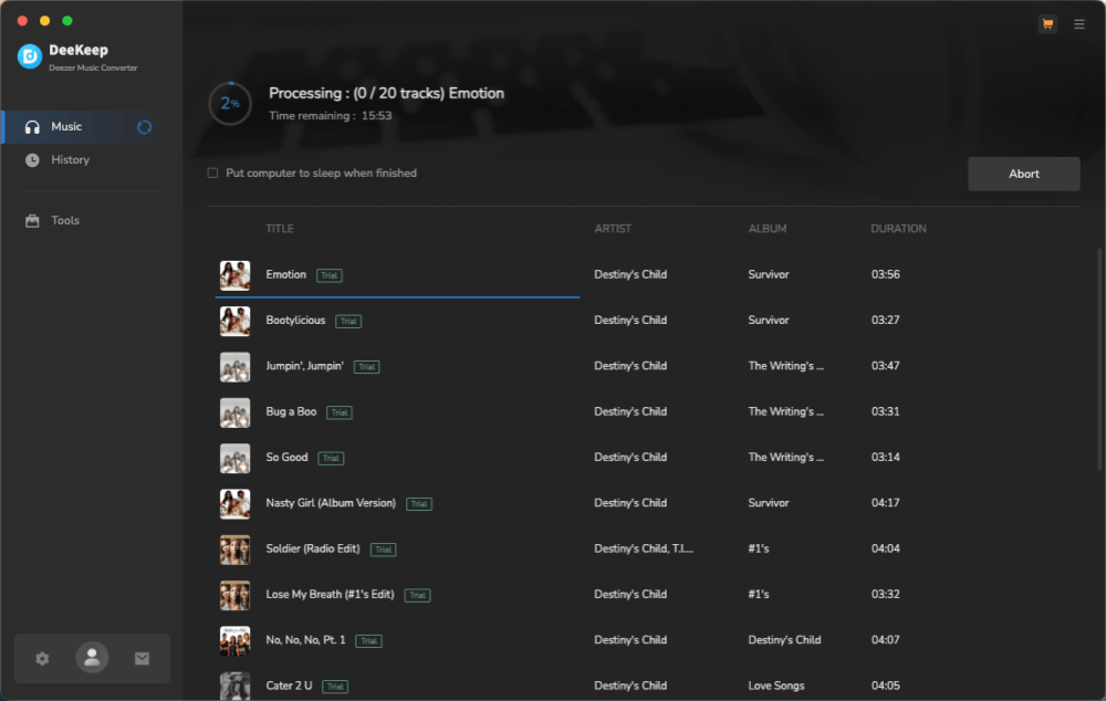 DeeKeep Downloading Deezer Playlist