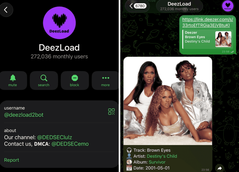 DeezLoad Telegram Bot Analyze Deezer Music Link
