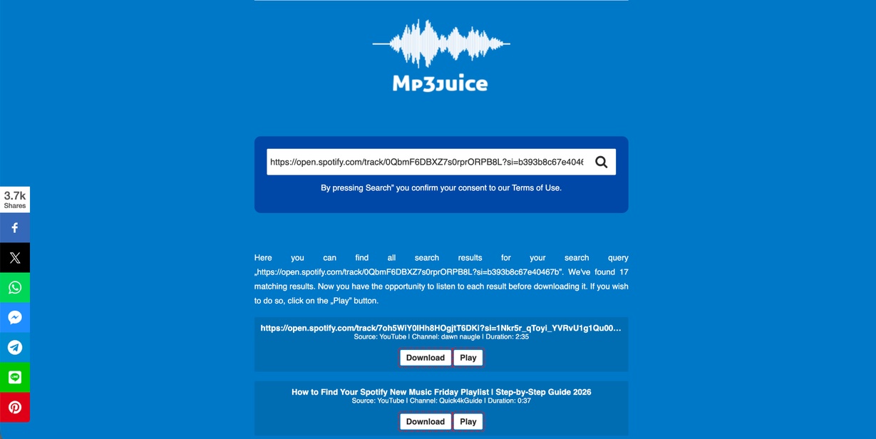 Скачать MP3 с сервера MP3Juice