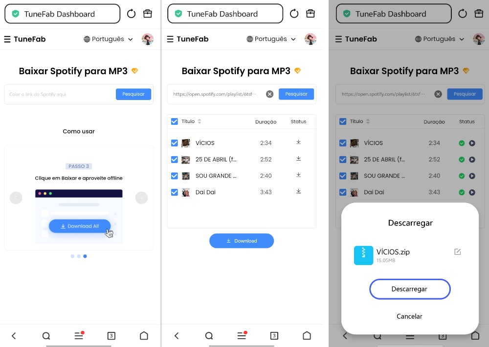 TuneFab Conversor de Spotify para MP3 Grátis