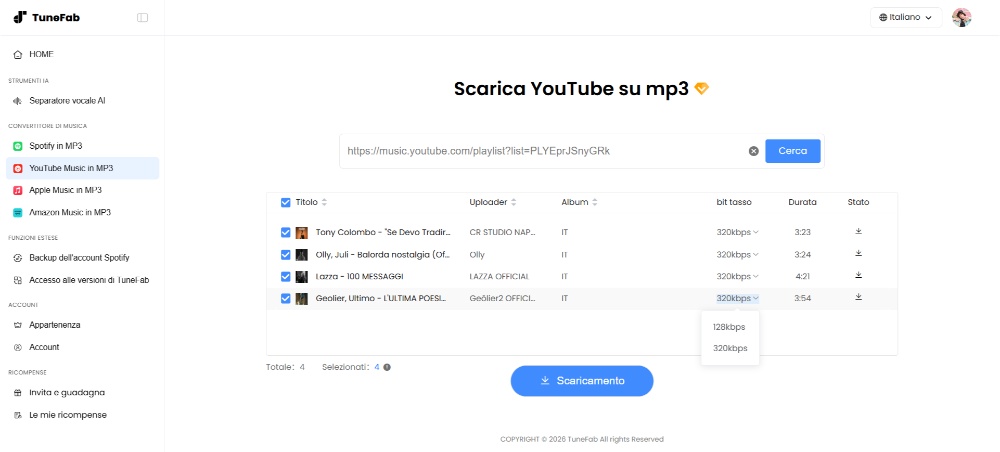 Pagina TuneFab YouTube Music Converter Online