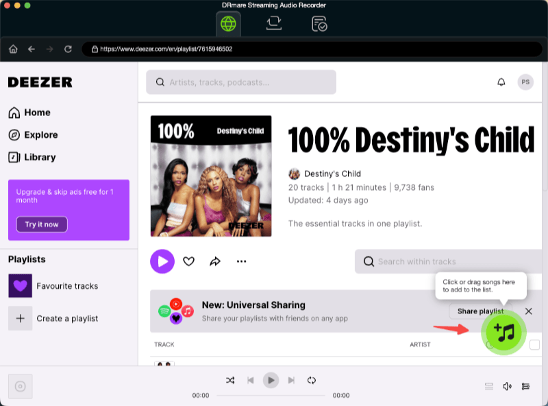 DRmare Add Deezer Playlist to Convert