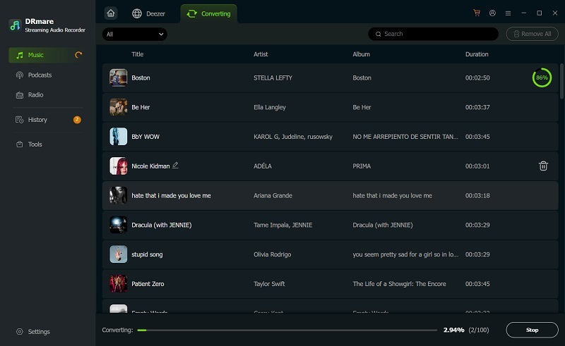 DRmare Downloading Deezer Playlist