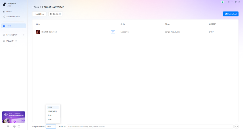 Format Converter Interface in TuneFab