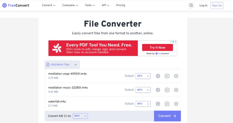 FreeConvert Upload M4A File for Conversion Online