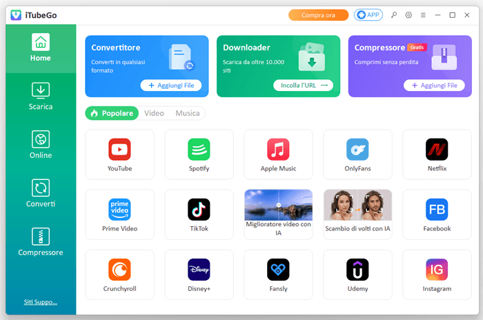 Pagina Ufficiale di iTubeGo YouTube Downloader