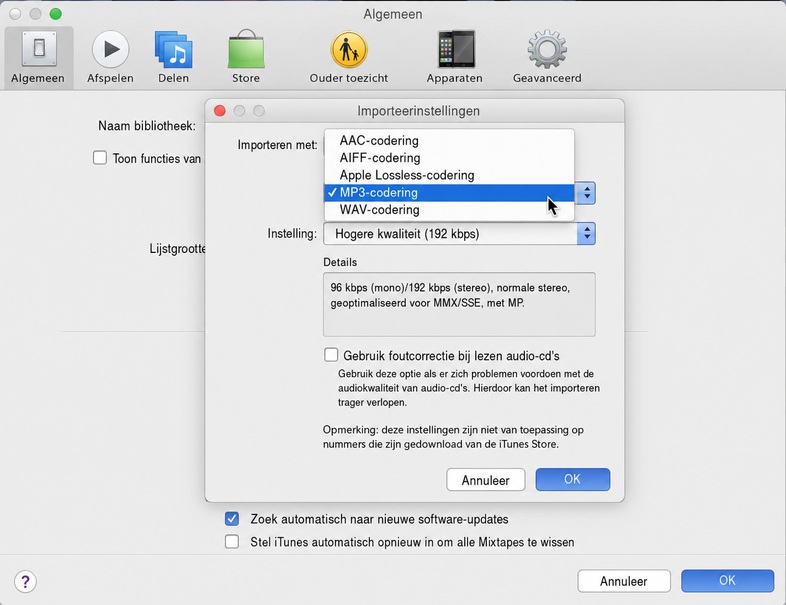 AAC naar MP3 converteren op iTunes