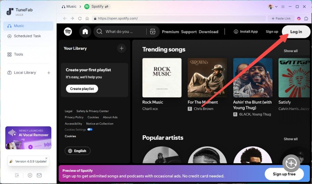 Log in to Spotify