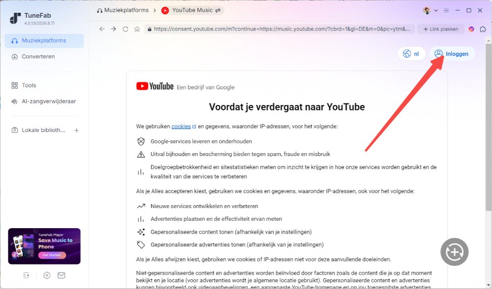 Bereid TuneFab YouTube Music Converter voor