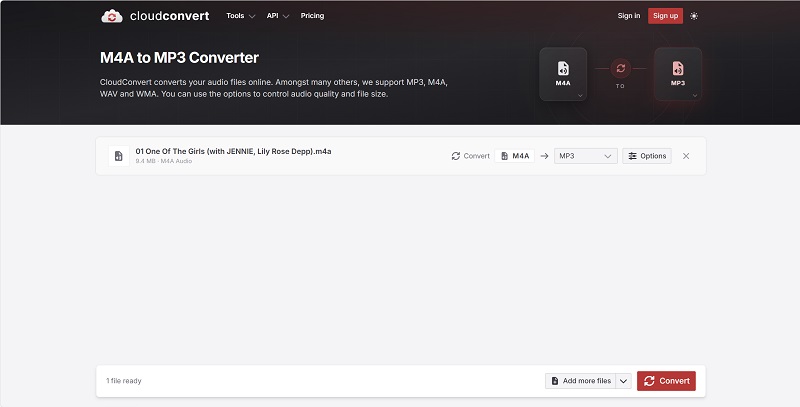 CloudConvert M4A to MP3 Converter