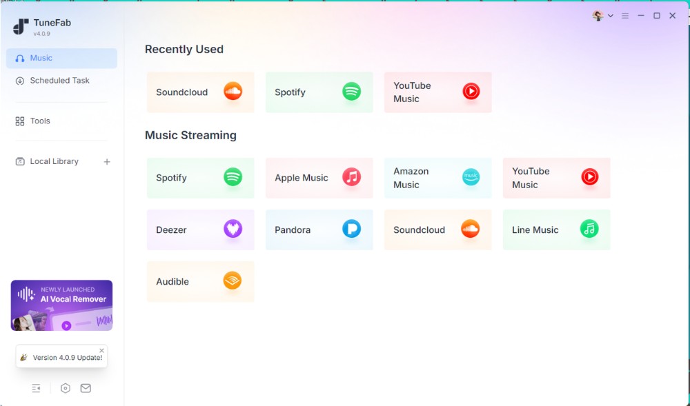 Choose YouTube Music in TuneFab