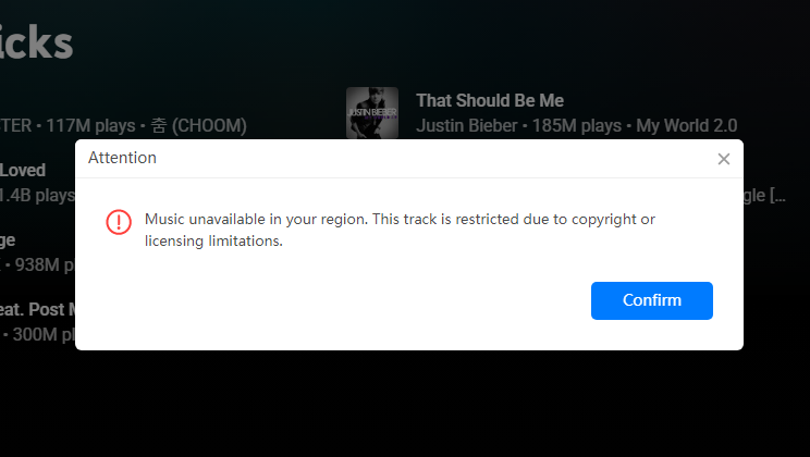 Music Unavailable Prompt During Conversion Test