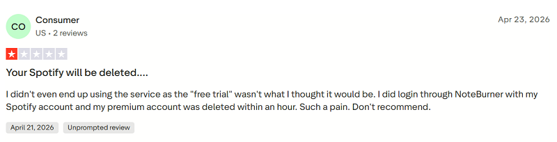 Trustpilot User Review of NoteBurner