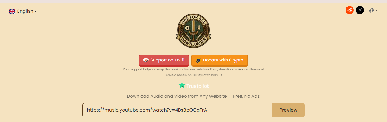 OFA Downloader Home Interface