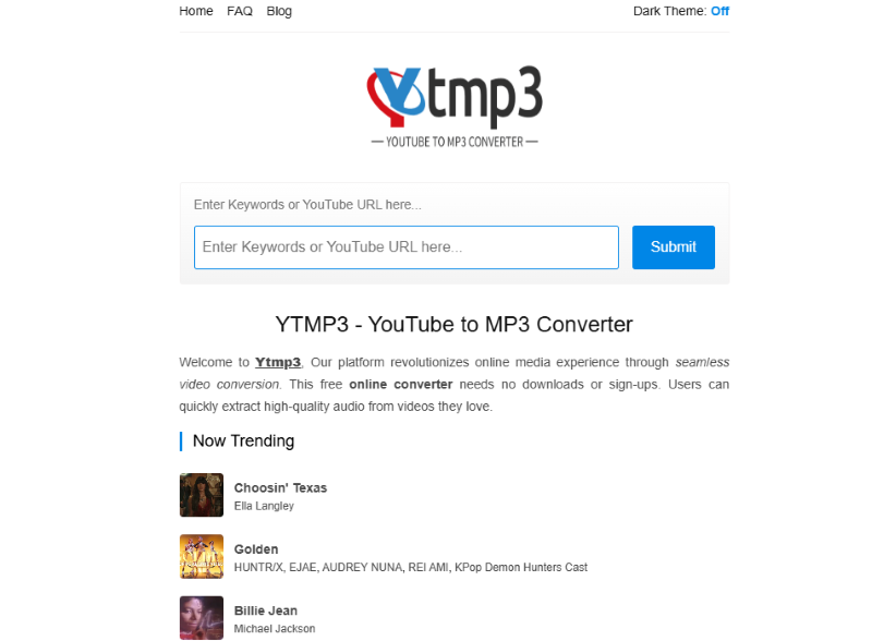 Ytmp3 Home Interface