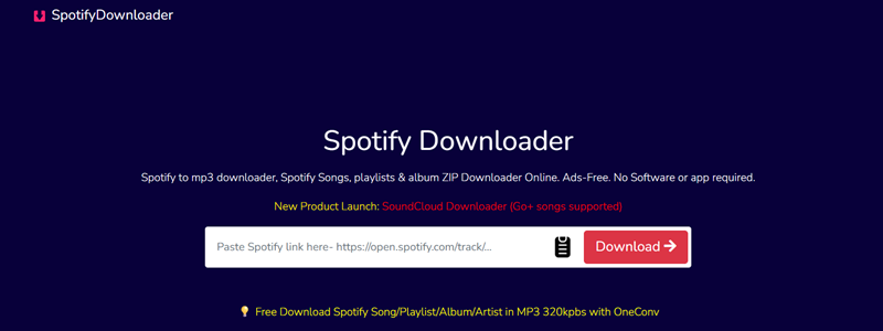Interfaccia SpotiSongDownloader