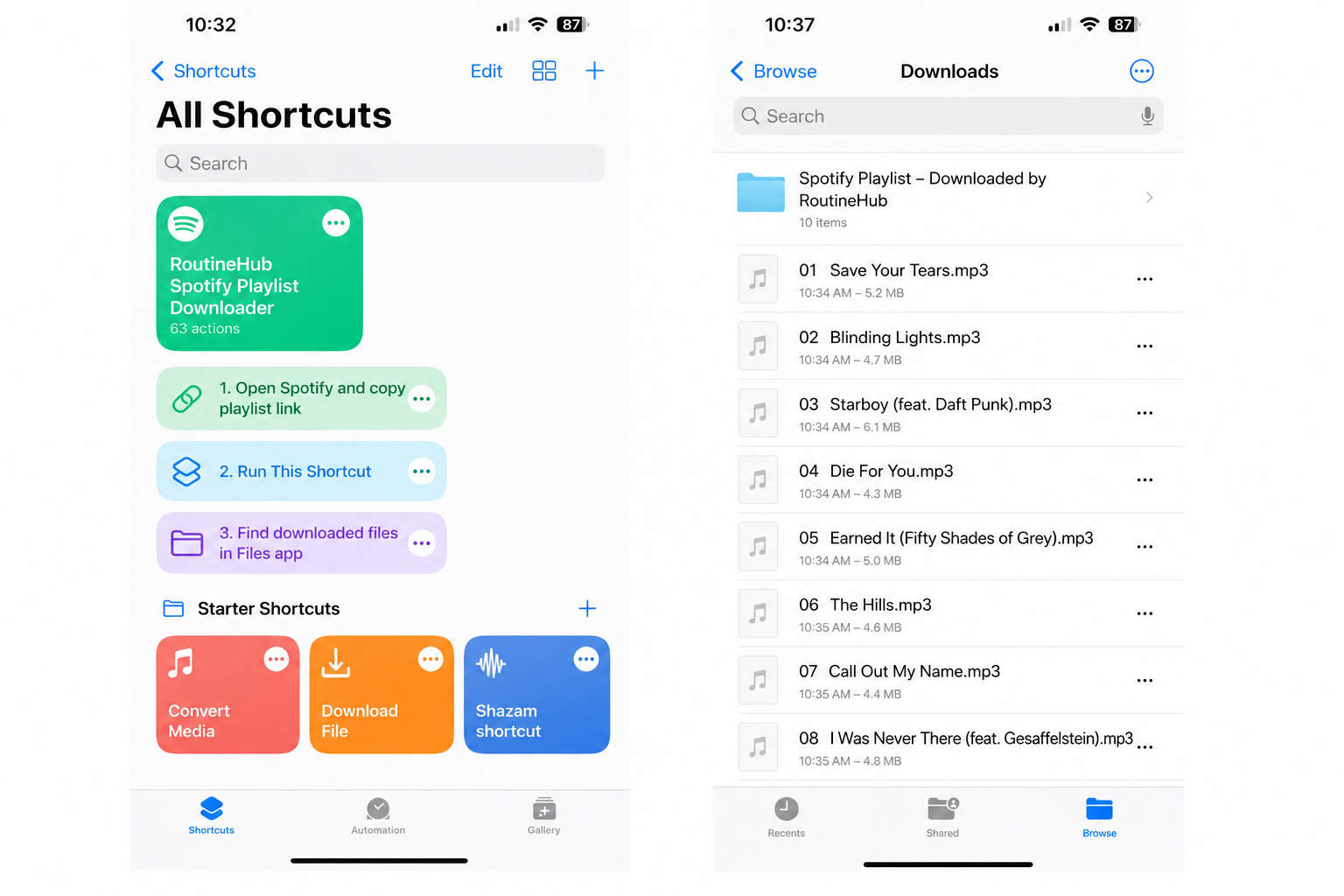 RoutineHub Spotify Playlist Downloader for iOS