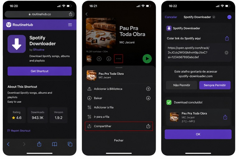 Загрузите музыку Spotify в формате MP3 с помощью ярлыков