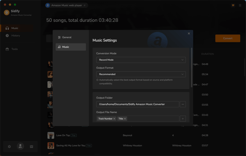 Choose Amazon Music Conversion Mode in Sidify