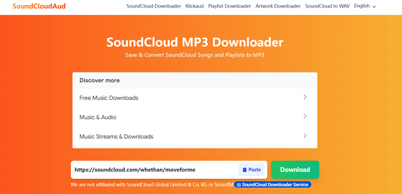 SoundCloudAud Link Pasting Interface