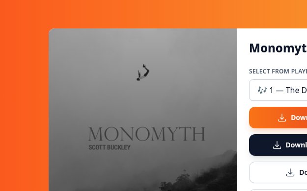 SoundCloudAud с кнопкой Download entire Playlist as ZIP для плейлиста Monomyth, тест 29 октября 2026 г.