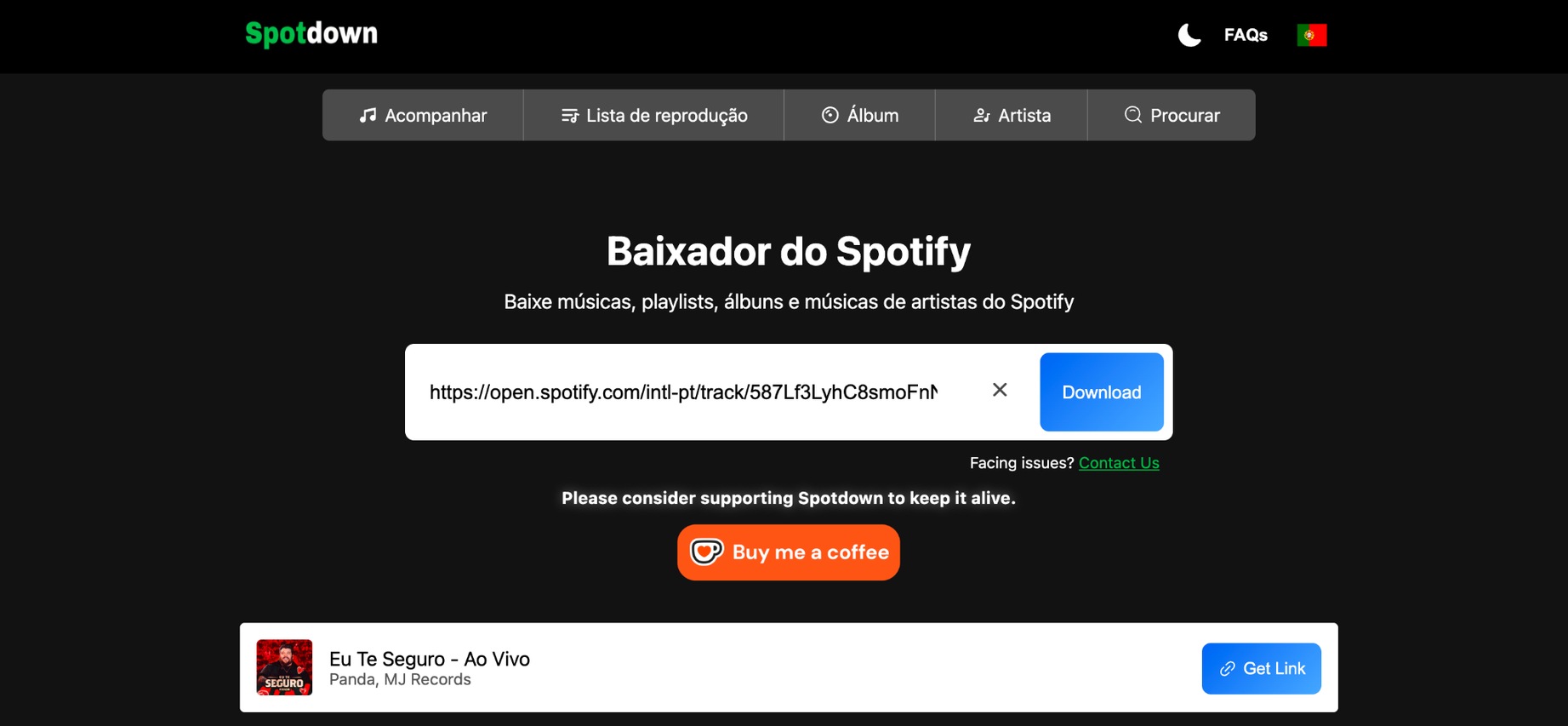 Baixar músicas do Spotify via SpotifyDown