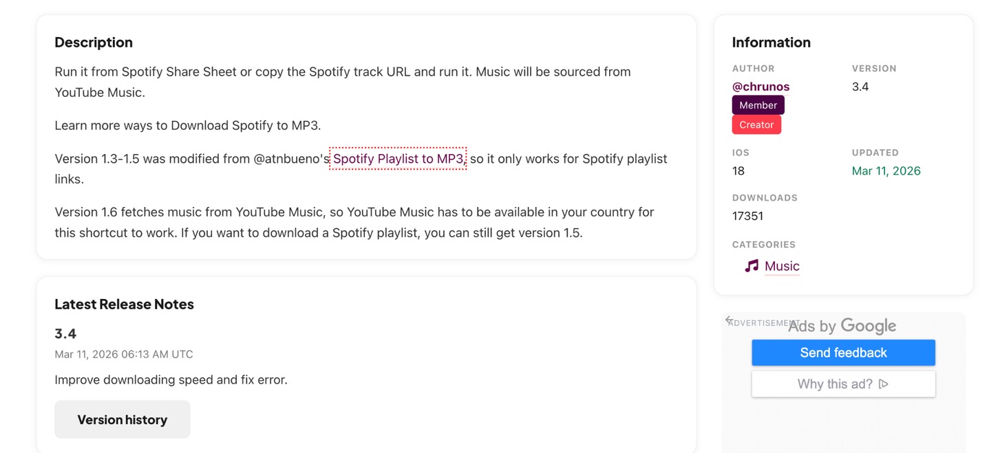 Загрузчик плейлистов RoutineHub Spotify для iOS