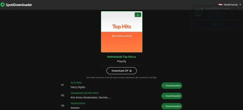 Spotify-afspeellijsten downloaden via SpotiDownloader