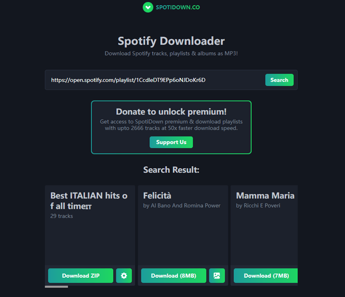 Scaricatore Spotify online
