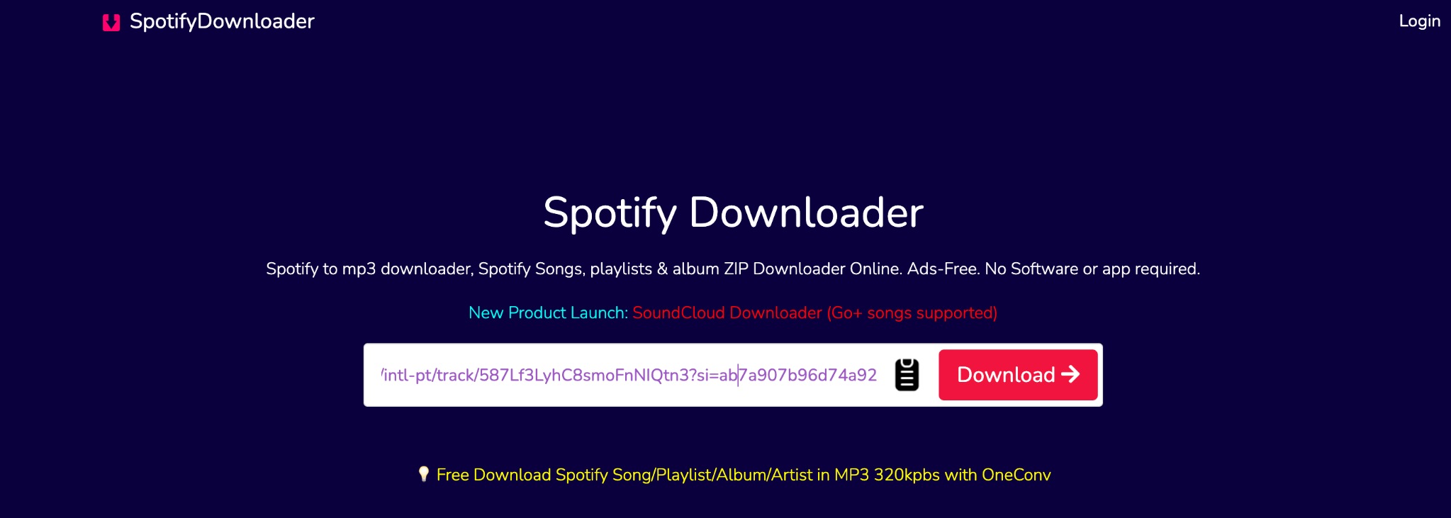 Interface do SpotiSongDownloader