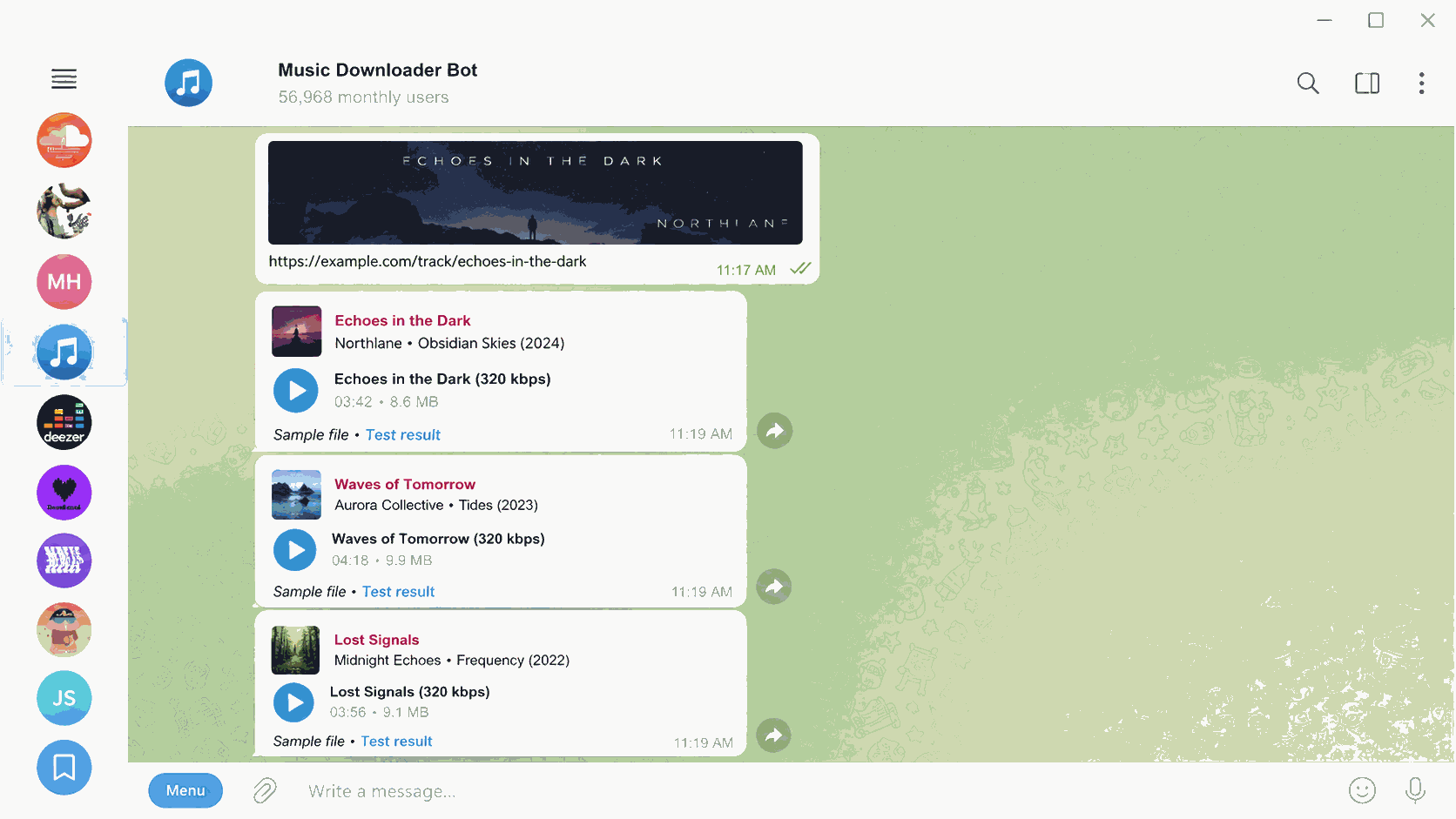 Telegram Scdlbot Chatbox Interface