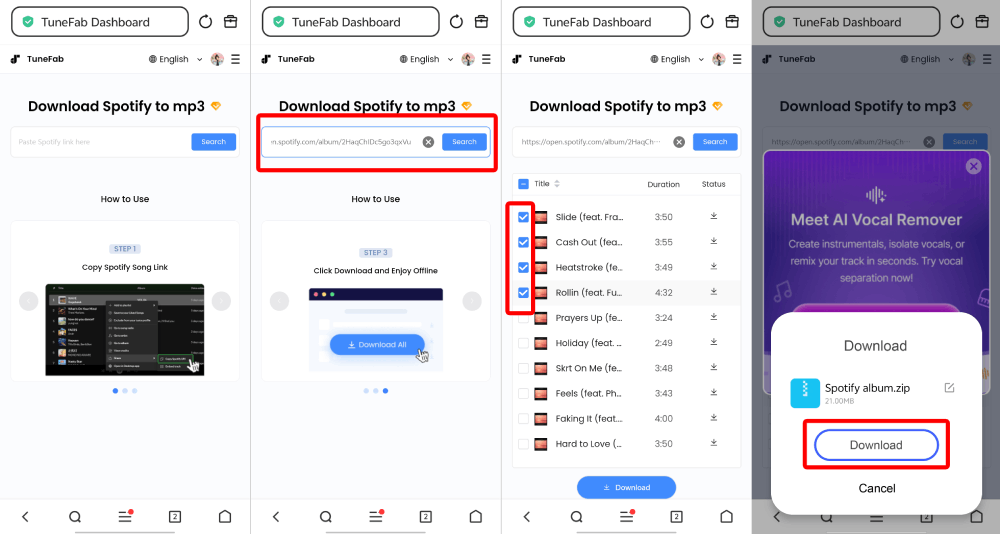 Convert Spotify to MP3 with TuneFab Converter Online