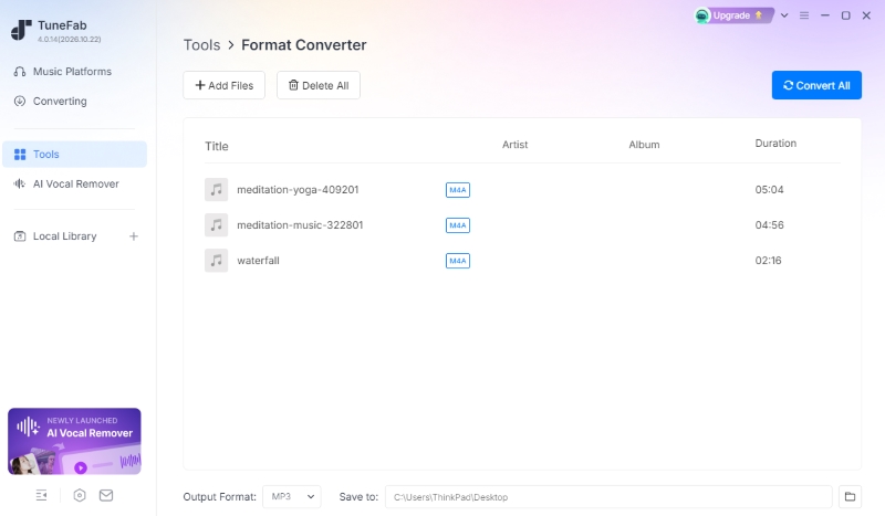 TuneFab Apple Music Converter Format Conversion M4A to MP3