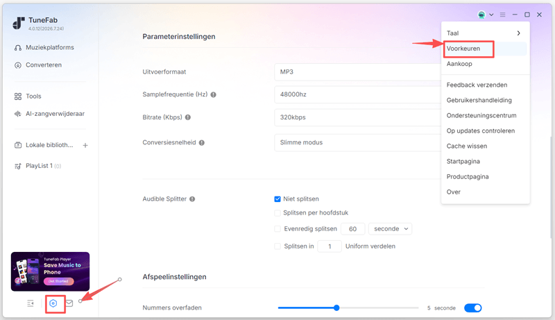 Uitvoertracks archiveren