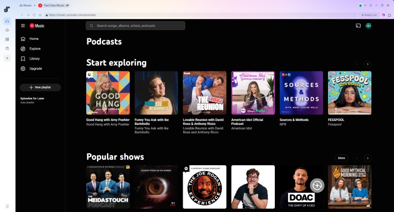 TuneFab YouTube Music Converter Interface Showing