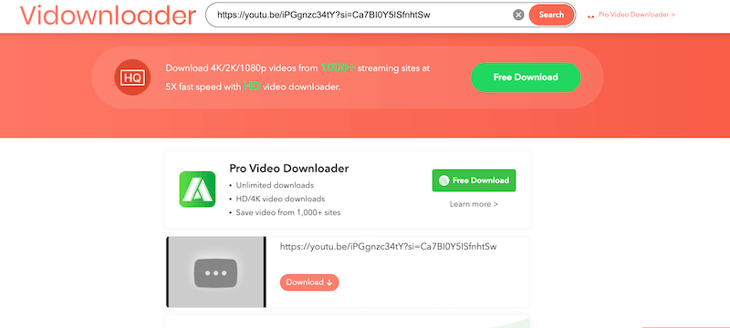 Vidownloader-startpagina
