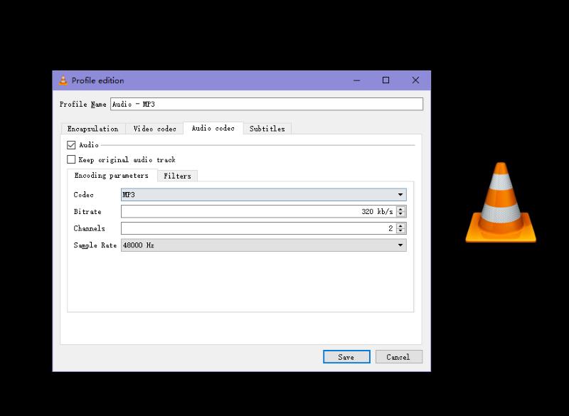 VLC M4A to MP3 Output Settings for Conversion