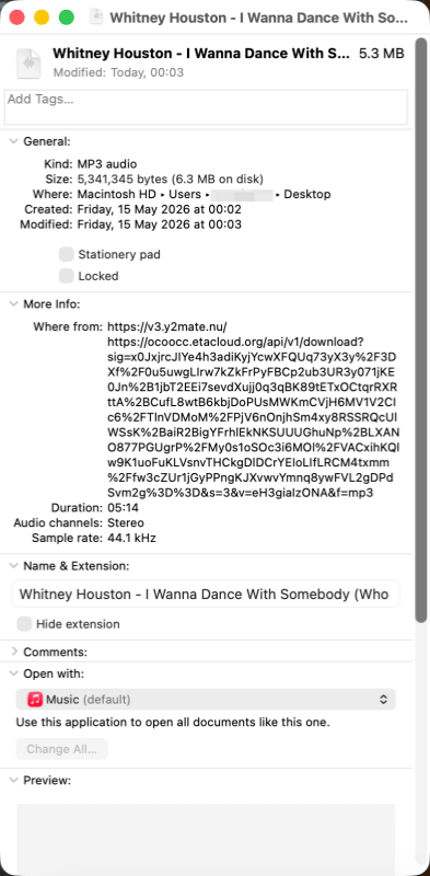 Check YouTube download info from Y2Mate